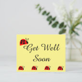 Carte Postale Jolie coccinelle rouge, prompt rétablissement (Debout devant)