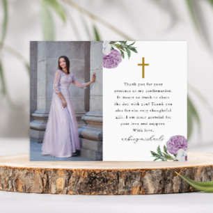Carte Postale Jolie confirmation photo remerciement floral viole