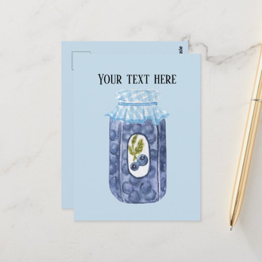 Carte Postale Jolie confiture de bleuet ajouter du texte (Devant/Arrière en situation)