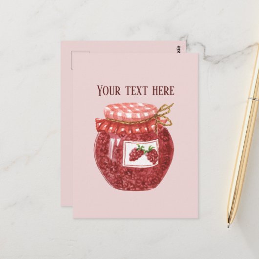 Carte Postale Jolie confiture de framboise ajouter du texte (Devant/Arrière en situation)