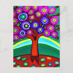 Carte Postale Jolie couleur Whimsical Folk Art Garder le contact