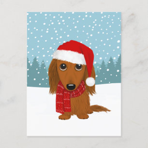 Carte Postale Jolie Dachshund Noël animal de compagnie chien vac