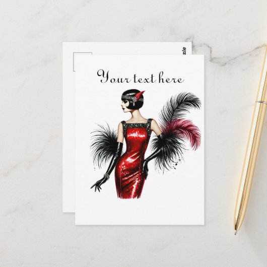 Carte Postale Jolie dame ajouter du texte (Devant/Arrière en situation)