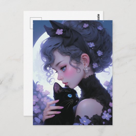 Carte Postale Jolie dame de chat (Devant / Derrière)