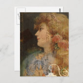 Carte Postale Jolie dame Vintage Collage numérique (Devant / Derrière)