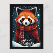 Carte Postale Jolie Écharpe Rouge Panda neige Noël hiver (Devant)