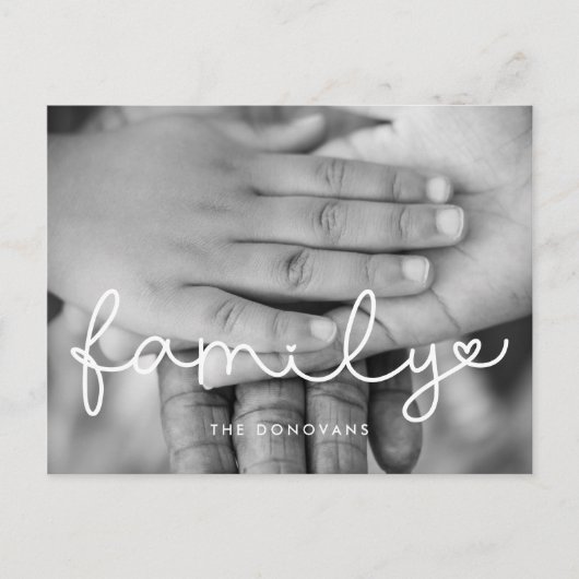 Carte Postale Jolie écriture famille photo vacances (Devant)