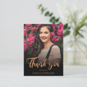 Carte Postale Jolie écriture Rose Gold Photo Remerciement de rem (Debout devant)