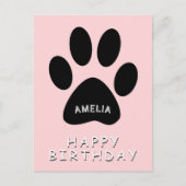 Carte Postale Jolie empreinte de patte rose Joyeux anniversaire (Devant)