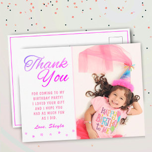 Carte Postale Jolie étoile rose Anniversaire Photo Merci