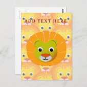 Carte Postale Jolie face de lion sur tout le Motif d'impression  (Devant / Derrière)