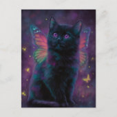 Carte Postale Jolie Fée Chat Noir et Violet (Devant)