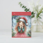 Carte Postale Jolie Fée Joyeux Noël (Debout devant)