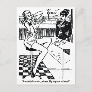 Carte Postale Jolie femme dans le magasin, Humour, Vintage