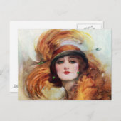 Carte Postale Jolie femme Flapper Mode 1920 (Devant / Derrière)