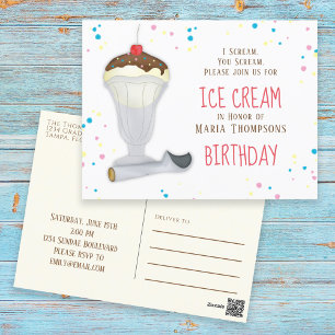 Carte Postale Jolie fête d'anniversaire crème glacée sur mesure