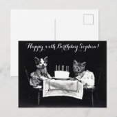 Carte Postale Jolie fête d'anniversaire de chat vintage (Devant / Derrière)