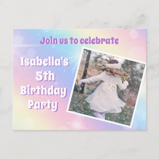 Carte Postale Jolie fête d'anniversaire enfant arc-en-ciel paste (Devant)