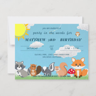 Carte Postale Jolie fête dans les animaux de la forêt Enfants An