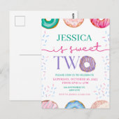 Carte Postale Jolie fête de donut Joyeux deuxième 2ème anniversa (Devant / Derrière)