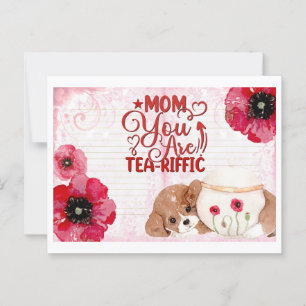 Carte Postale Jolie Fête des mères Thé Lover Chien Floral