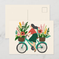 Jolie Fille à Vélo avec Fleurs sur Mesure