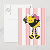 Carte Postale Jolie Fille Abeille (Devant / Derrière)