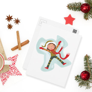 Carte Postale Jolie fille Ange Neige