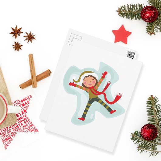 Carte Postale Jolie fille Ange Neige