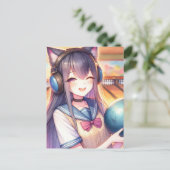 Carte Postale Jolie fille Anime à Bowling fête d'anniversaire (Debout devant)