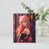 Carte Postale Jolie fille anime chat (Debout devant)