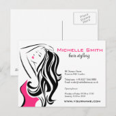 Carte Postale Jolie fille avec cheveux ondulés Marque de coiffur (Devant / Derrière)