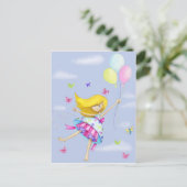 Carte Postale Jolie fille ballon fée vol de cadeaux de fantaisie (Debout devant)