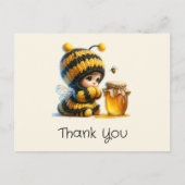 Carte Postale Jolie Fille en Costume d'Abeille avec Merci de Mie (Devant)