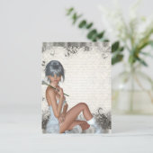 Carte Postale Jolie fille et damas argent (Debout devant)