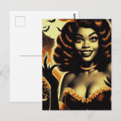 Carte Postale Jolie fille Halloween (Devant / Derrière)