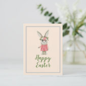 Carte Postale Jolie Fille Lapin Pâques (Debout devant)