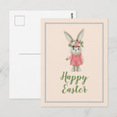 Carte Postale Jolie Fille Lapin Pâques (Devant / Derrière)