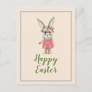Carte Postale Jolie Fille Lapin Pâques