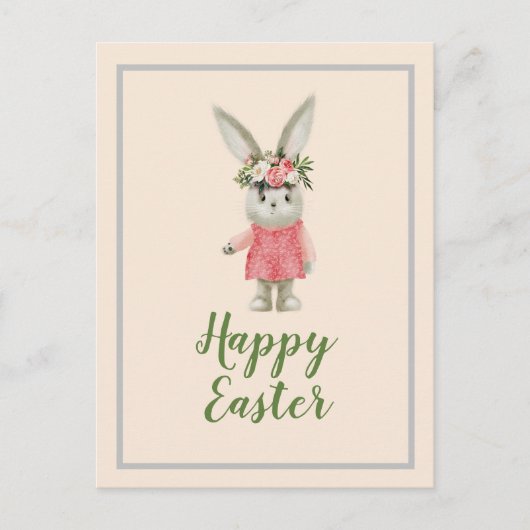 Carte Postale Jolie Fille Lapin Pâques (Devant)
