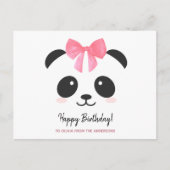 Carte Postale Jolie fille panda Joyeux Anniversaire personnalisé (Devant)
