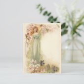 Carte Postale Jolie fille Vintage en fleurs (Debout devant)