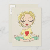 Carte Postale Jolie fille Yoga | Coiffure blonde (Devant / Derrière)