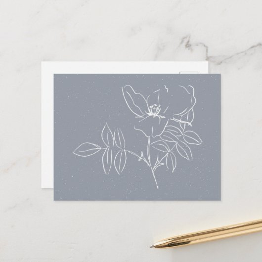 Carte Postale Jolie fleur blanche doodle (Devant/Arrière en situation)