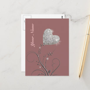 Carte Postale jolie fleur de bijou de coeur