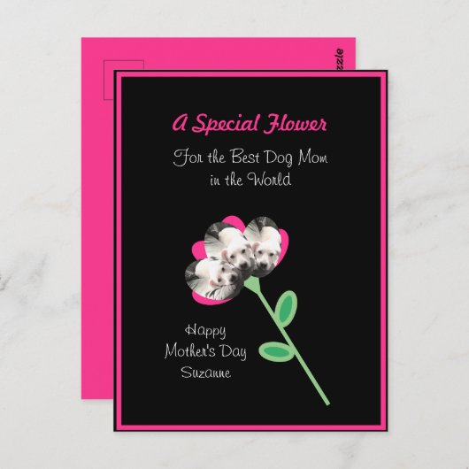 Carte Postale Jolie Fleur de Chien Mignon de la Meilleure Maman (Devant / Derrière)
