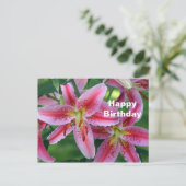Carte Postale Jolie Fleur de Lys Rose Photo Anniversaire (Debout devant)