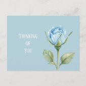 Carte Postale Jolie Fleur de Rose Bleu Clair (Devant)