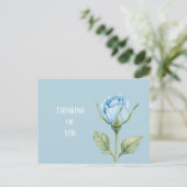 Carte Postale Jolie Fleur de Rose Bleu Clair (Debout devant)