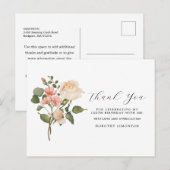 Carte Postale Jolie Fleur Rose Blanche Merci pour le 100e Annive (Devant / Derrière)